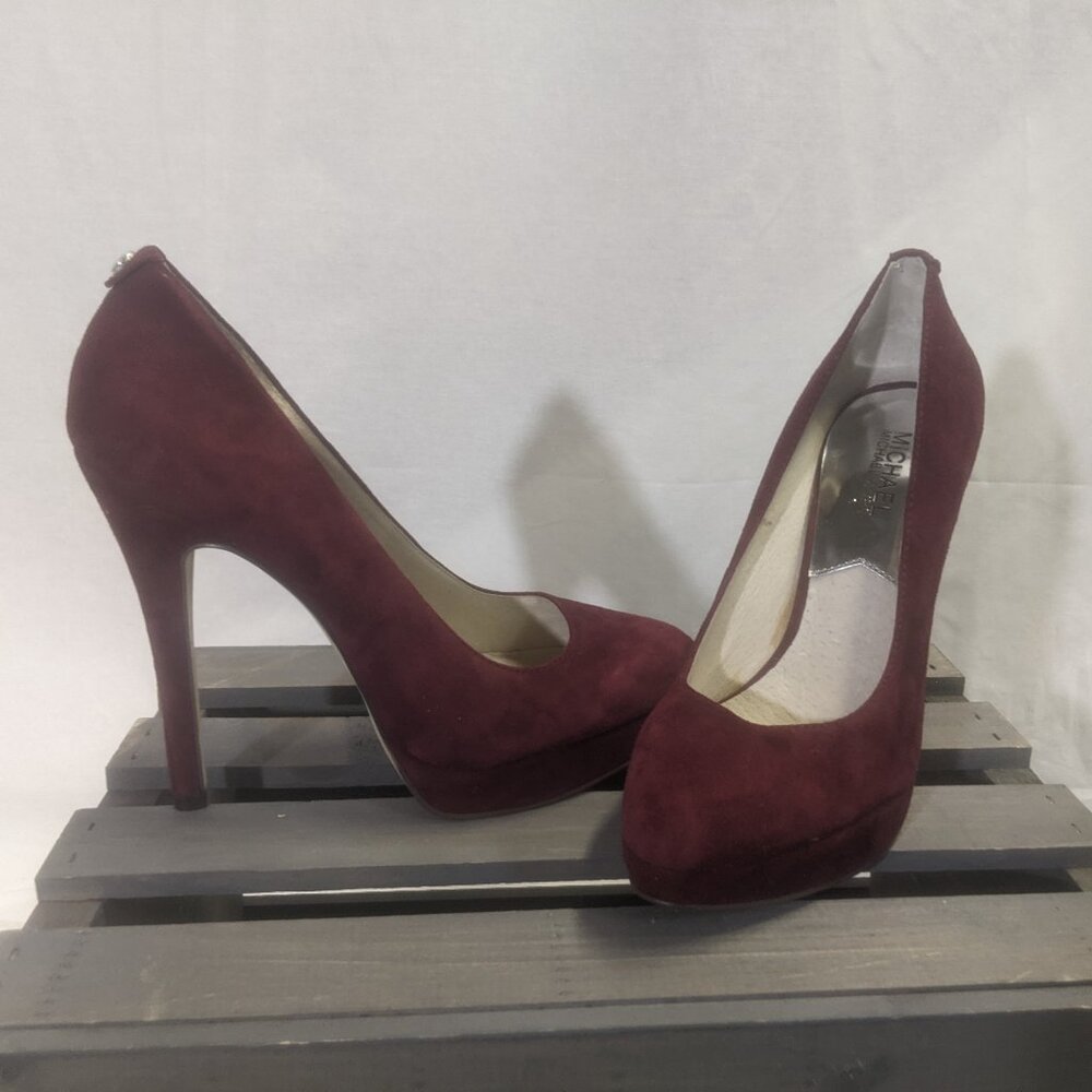 Michael Kors Size 8M Wine Suede Heels Worn Once